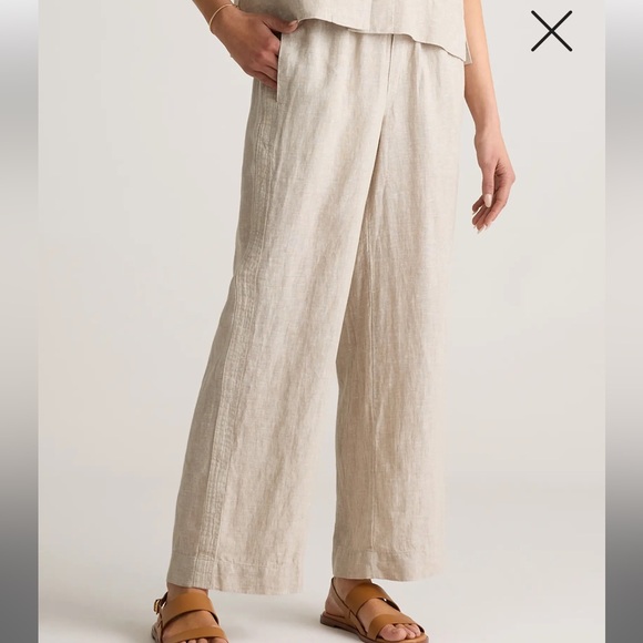 QUINCE 100% European Linen Wide Leg Drawstring Pants in Flax size Medium - Picture 4 of 10